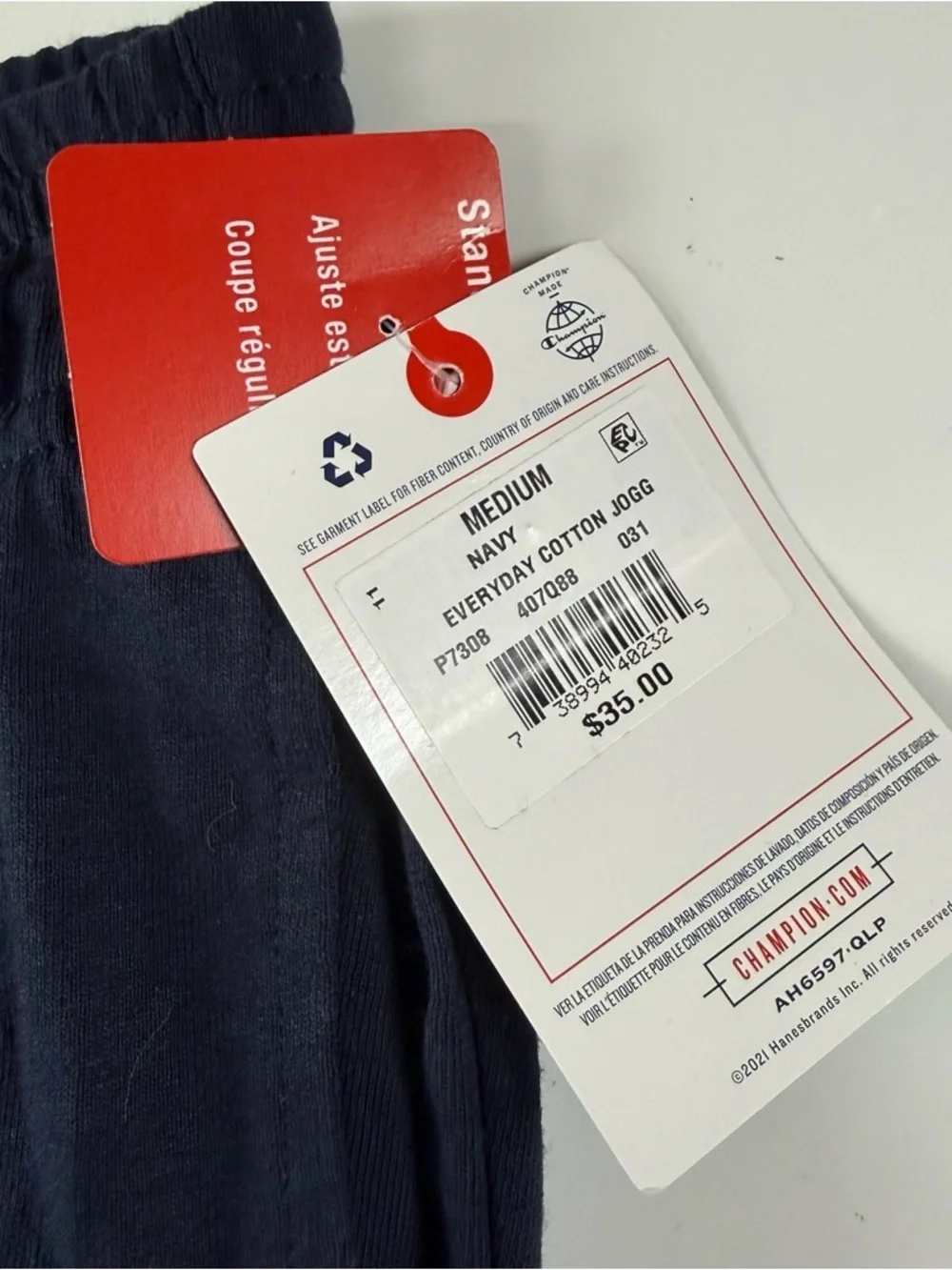 Champion Everyday Cotton Jogger Mens Medium Navy Blue Sweatpants Pockets NWT